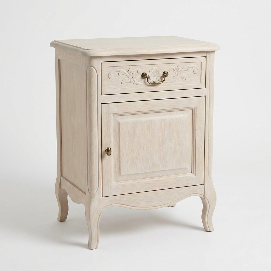 French Country Nightstand with Drawer & Cabinet