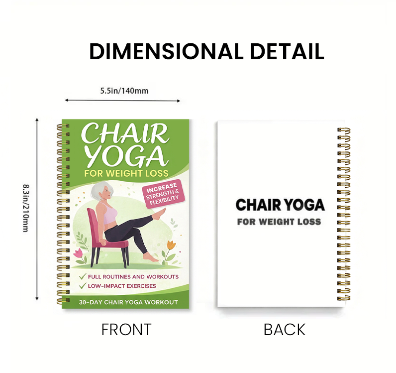 30-Day Chair Yoga Weight Control Spiral-Bound Notebook & Step-by-Step Exercise Guide