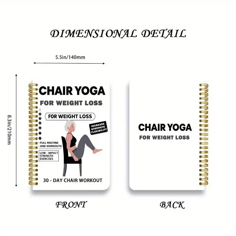 30-Day Chair Yoga Weight Control Spiral-Bound Notebook & Step-by-Step Exercise Guide
