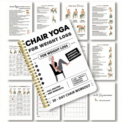 30-Day Chair Yoga Weight Control Spiral-Bound Notebook & Step-by-Step Exercise Guide