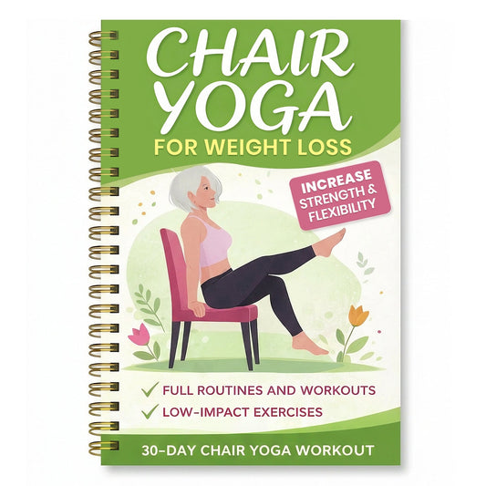 30-Day Chair Yoga Weight Control Spiral-Bound Notebook & Step-by-Step Exercise Guide