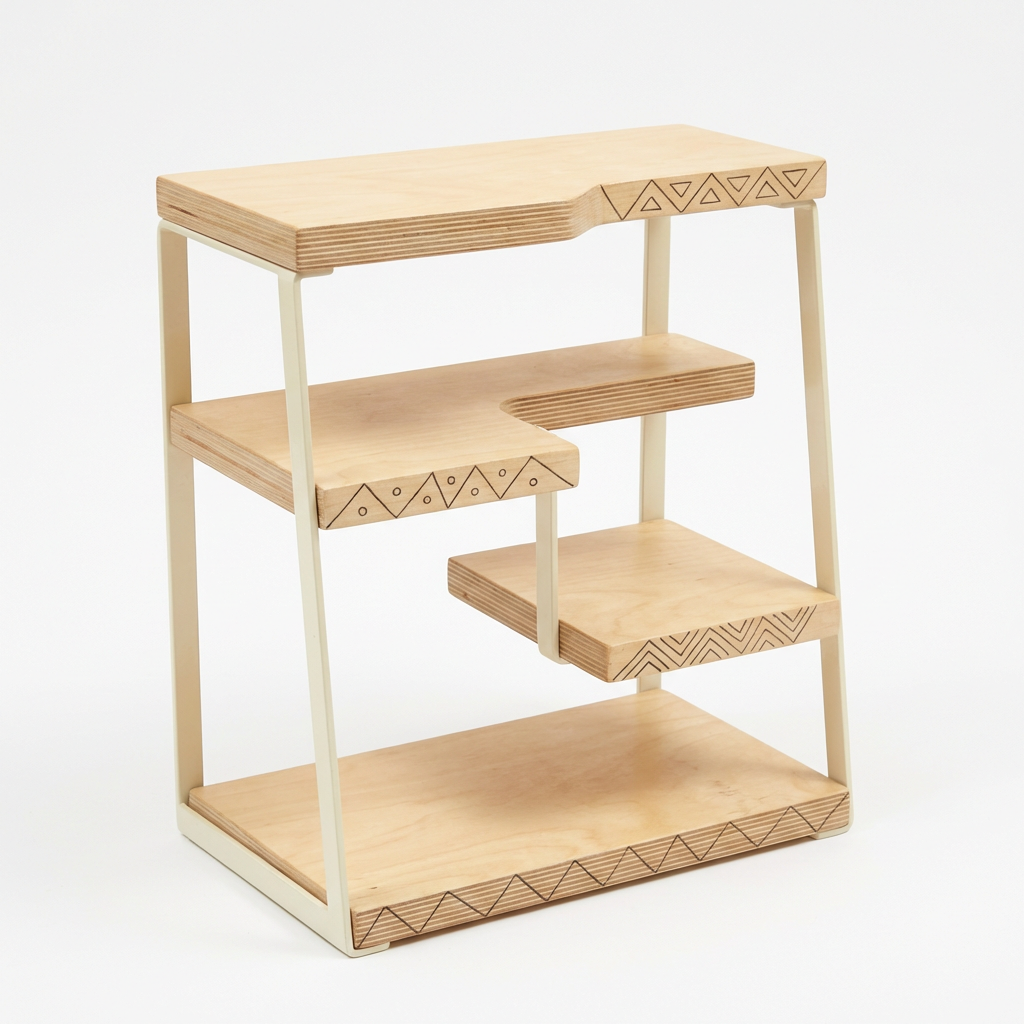 Modern Natural Wood Multi-Tier Countertop Organizer Rack