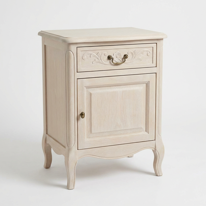 French Country Nightstand with Drawer & Cabinet