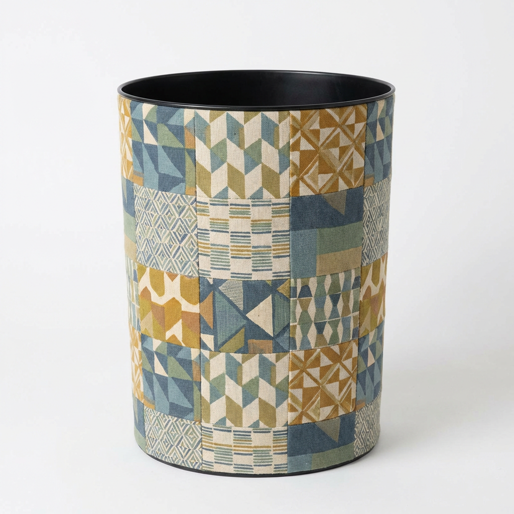 Geometric Patchwork Waste Bin