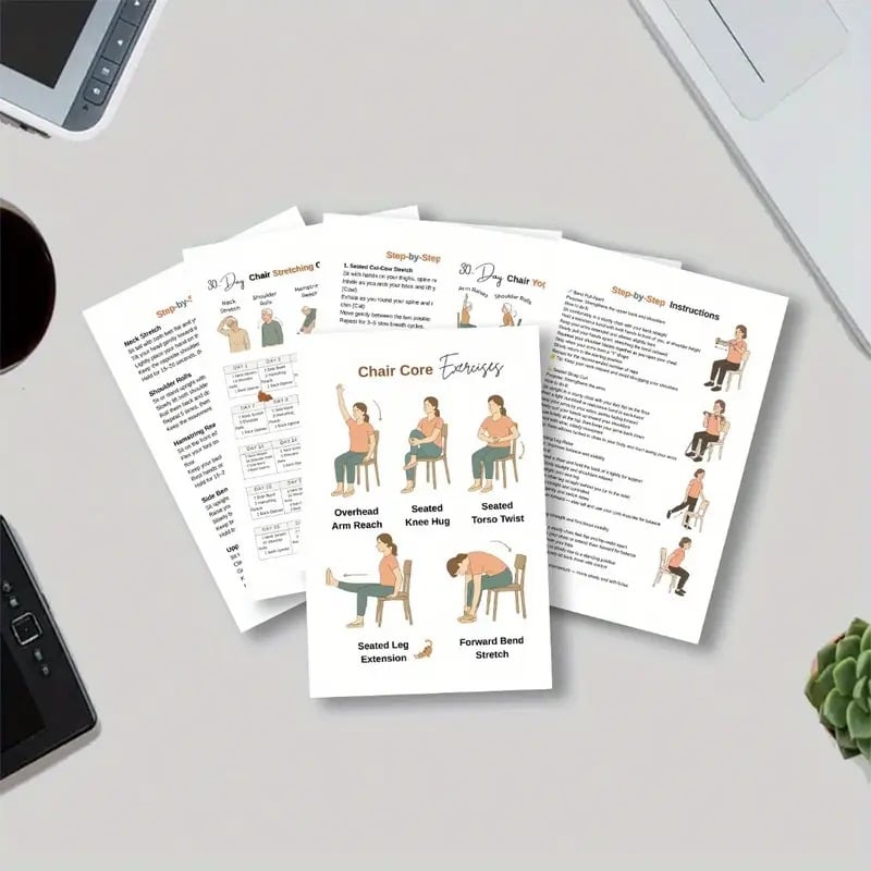30-Day Chair Yoga Weight Control Spiral-Bound Notebook & Step-by-Step Exercise Guide