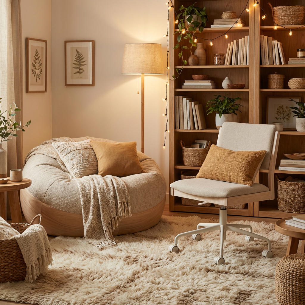 Scandinavian Upholstered Swivel Desk Chair