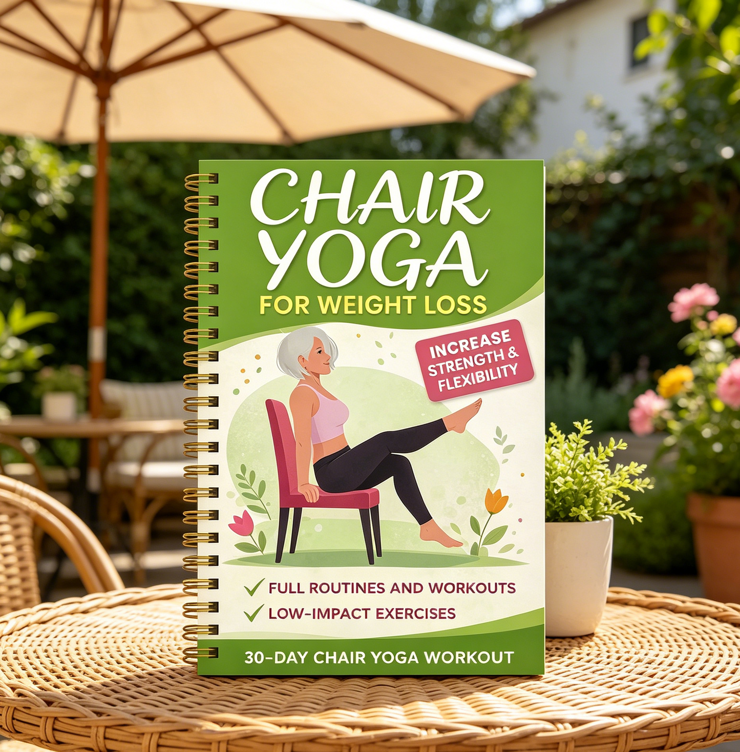 30-Day Chair Yoga Weight Control Spiral-Bound Notebook & Step-by-Step Exercise Guide