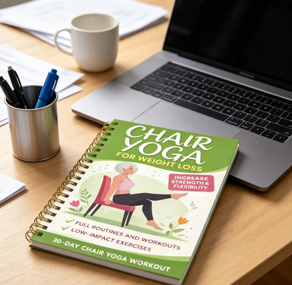 30-Day Chair Yoga Weight Control Spiral-Bound Notebook & Step-by-Step Exercise Guide